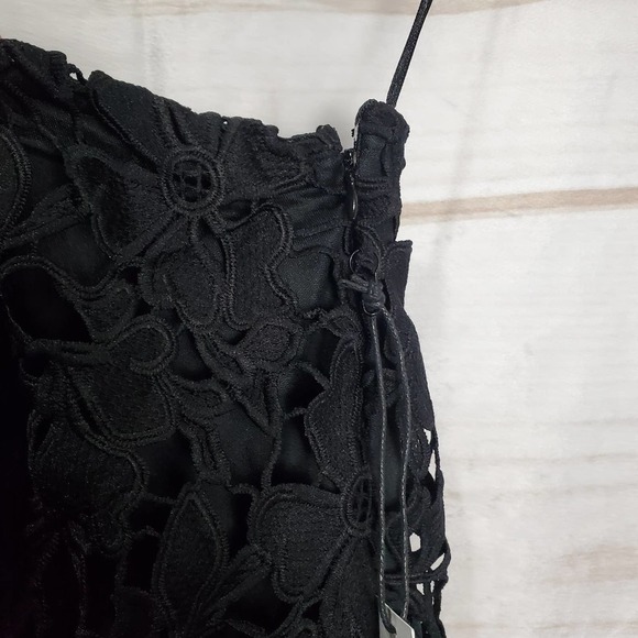 Floret Studios Dress Womens Large Black Lace One Shoulder Asymmetrical Short - Picture 8 of 12